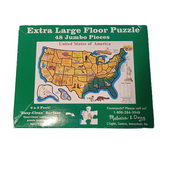 Vintage Melissa & Doug USA Extra Large Floor Puzzle 48 Jumbo Easy Clean Pieces - Picture 7 of 7